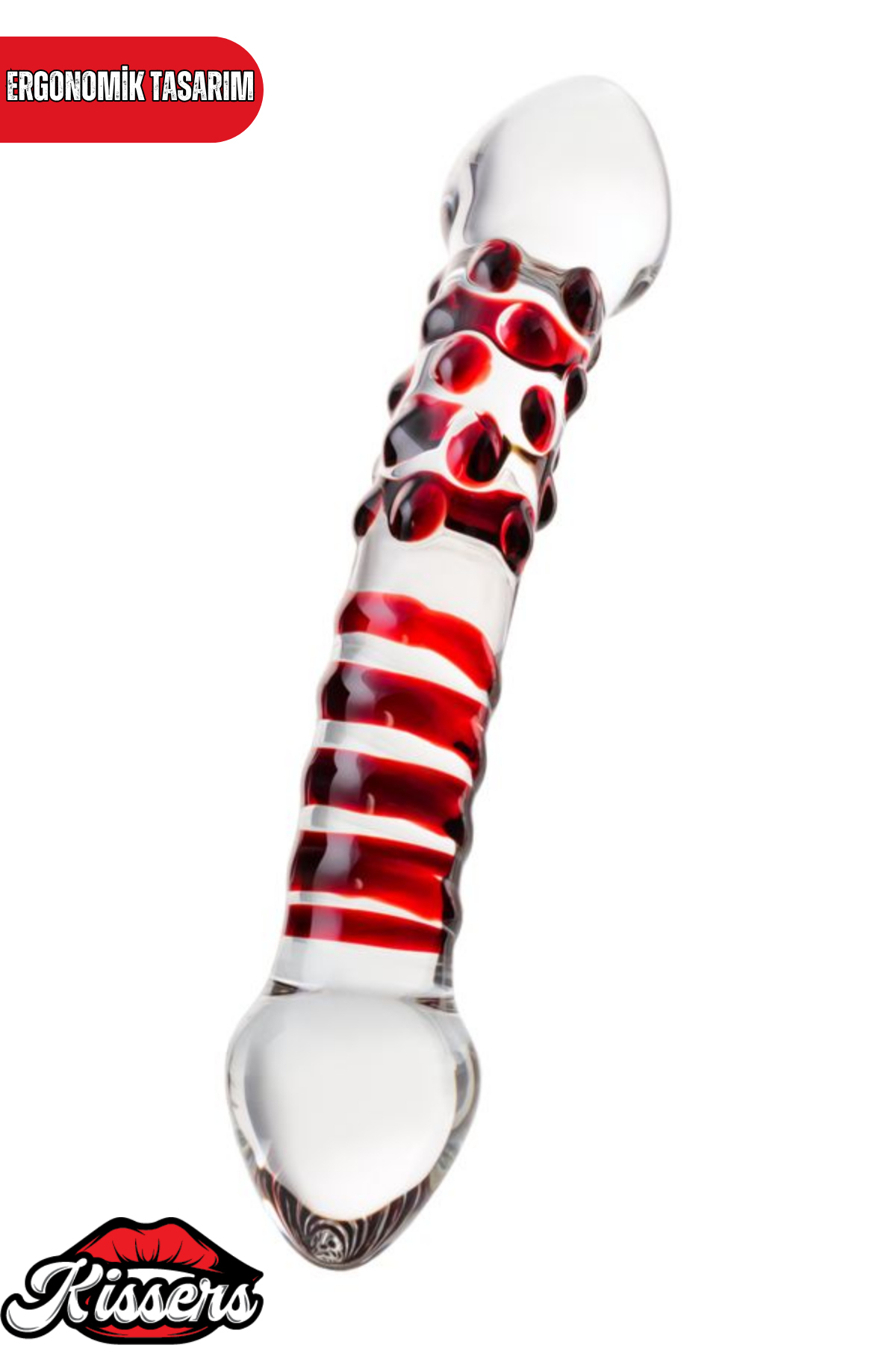 Kırılmaz Şeffaf Desenli Tırtıklı Düz Cam Dildo 21 Cm G Noktası Uyumlu Su Geçirmez Cam Masaj Ürünü