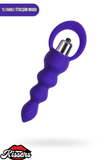 Titreşimli Silikon Anal Plug 14 cm Mor 10 Modlu Boğumlu Medikal Silikon