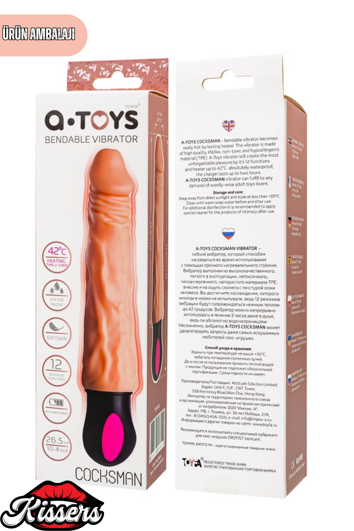 Gerçekçi Dokulu Isıtmalı Şarjlı Titreşimli Yapay Penis Dildo 26 Cm TPE Multi Speed Büyük Boy Vibratör
