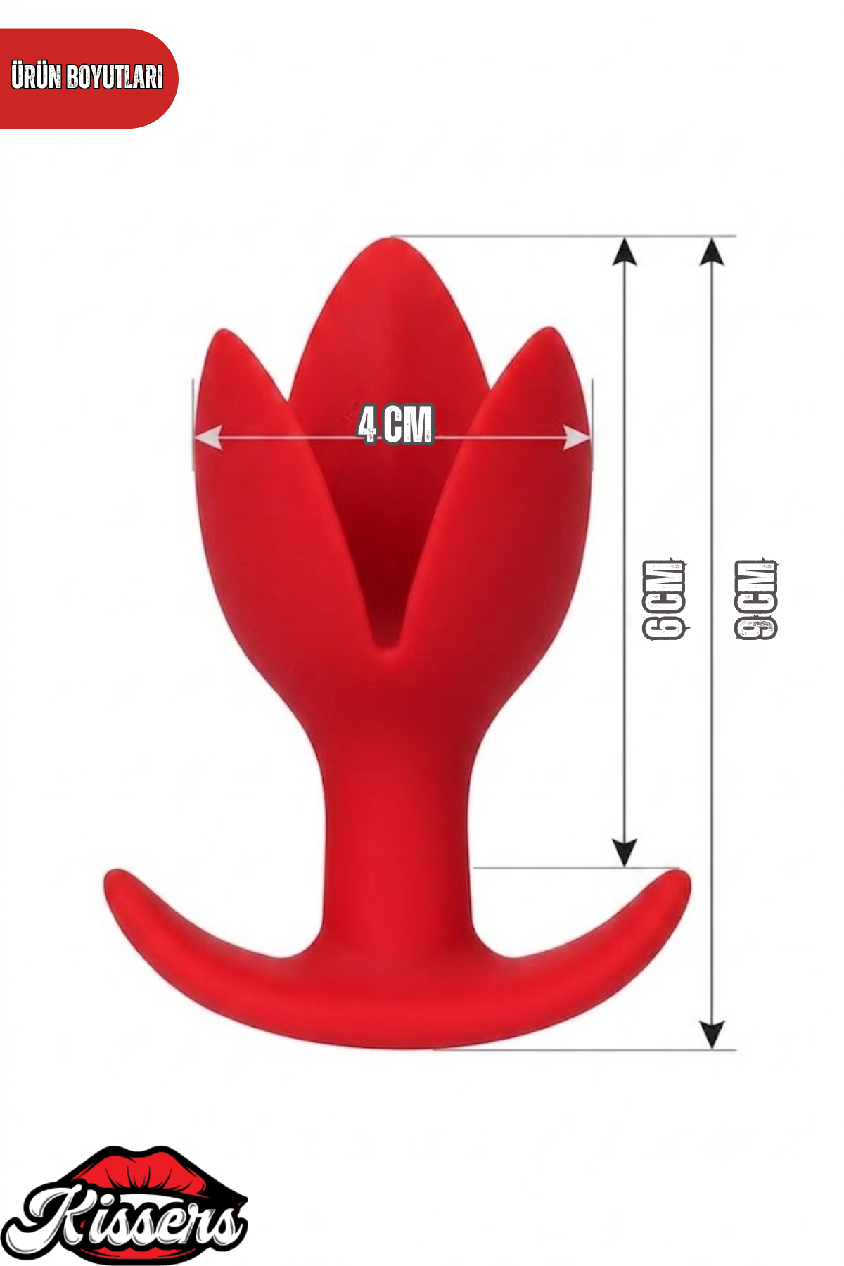 Flower Genişleyen Açılabilir Silikon Anal Plug 9 cm Kırmızı Üç Kollu Tasarım