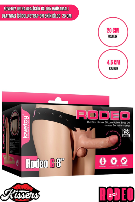 Lovetoy Ultra Realistik Belden Bağlamalı Uzatmalı İçi Dolu Strap On Skin Dildo 20 Cm