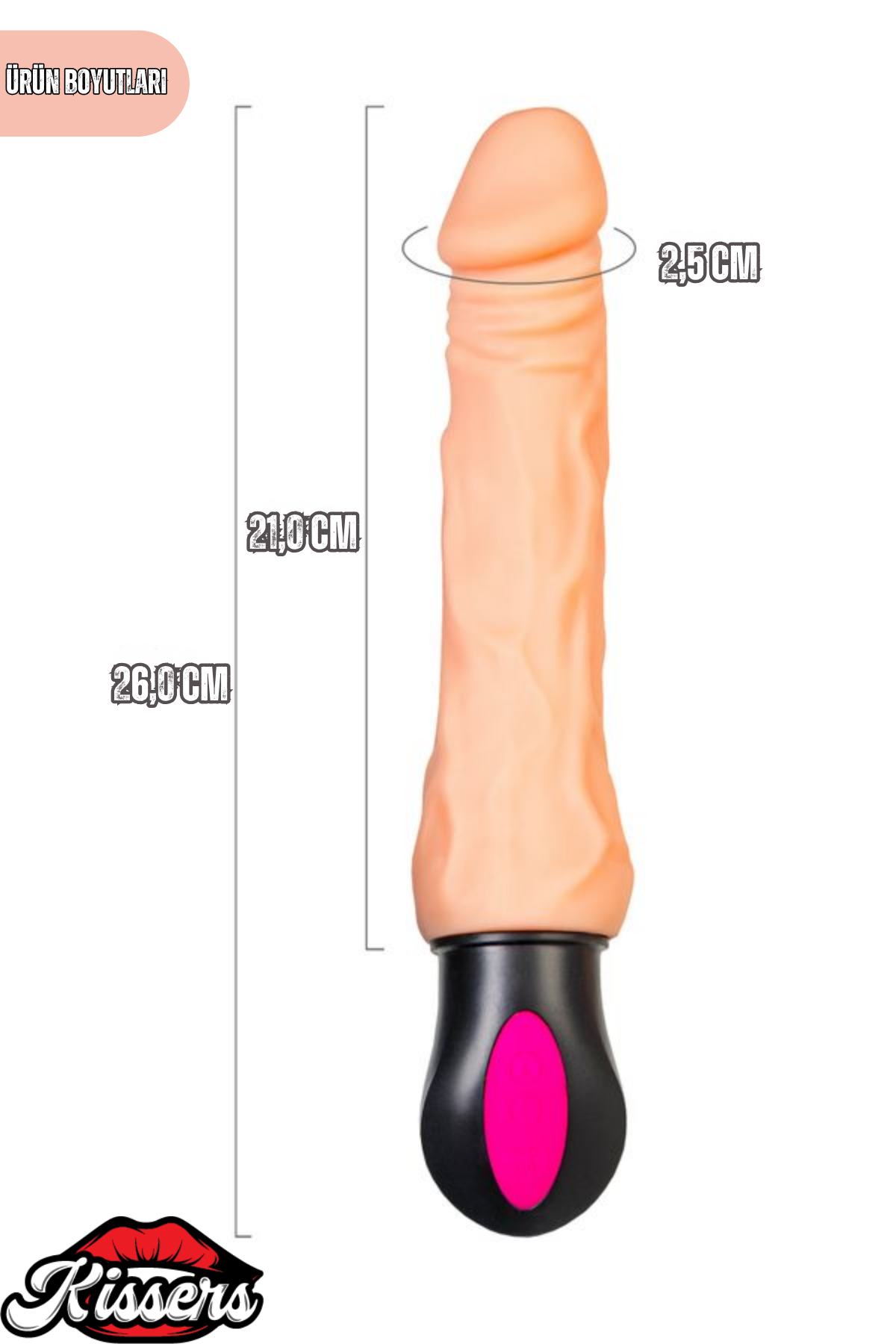 Gerçekçi Dokulu Isıtmalı Şarjlı Titreşimli Yapay Penis Dildo 26 Cm TPE Multi Speed Büyük Boy Vibratör