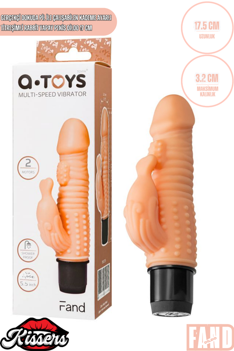 Gerçekçi Dokulu Rabbit Titreşimli Yapay Penis Dildo 17 Cm TPE Pil Çalışan Multi Speed Vibratör