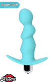 Bland Titreşimli Silikon Anal Plug 12 cm Mint Mavi Tutamaçlı Boğumlu