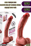 Ultra Yumuşak Damarlı Çift Katmanlı Silikon Gerçekçi Testisli Dildo Mega Boy Penis 22 Cm Steve
