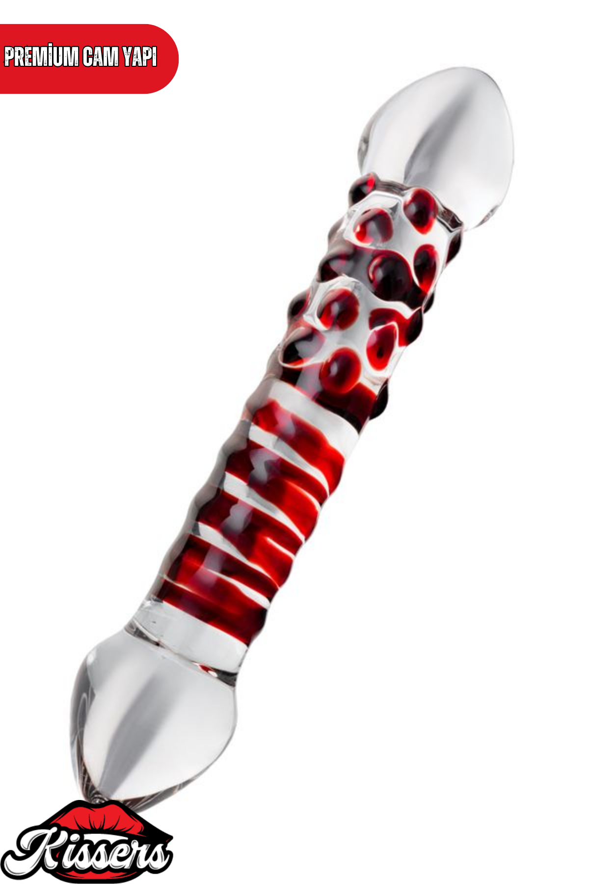 Kırılmaz Şeffaf Desenli Tırtıklı Düz Cam Dildo 21 Cm G Noktası Uyumlu Su Geçirmez Cam Masaj Ürünü