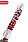 Kırılmaz Şeffaf Desenli Tırtıklı Düz Cam Dildo 21 Cm G Noktası Uyumlu Su Geçirmez Cam Masaj Ürünü