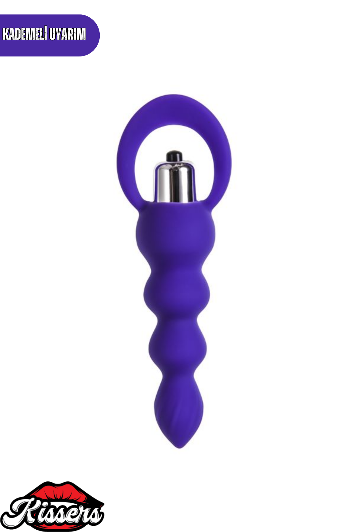 Titreşimli Silikon Anal Plug 14 cm Mor 10 Modlu Boğumlu Medikal Silikon