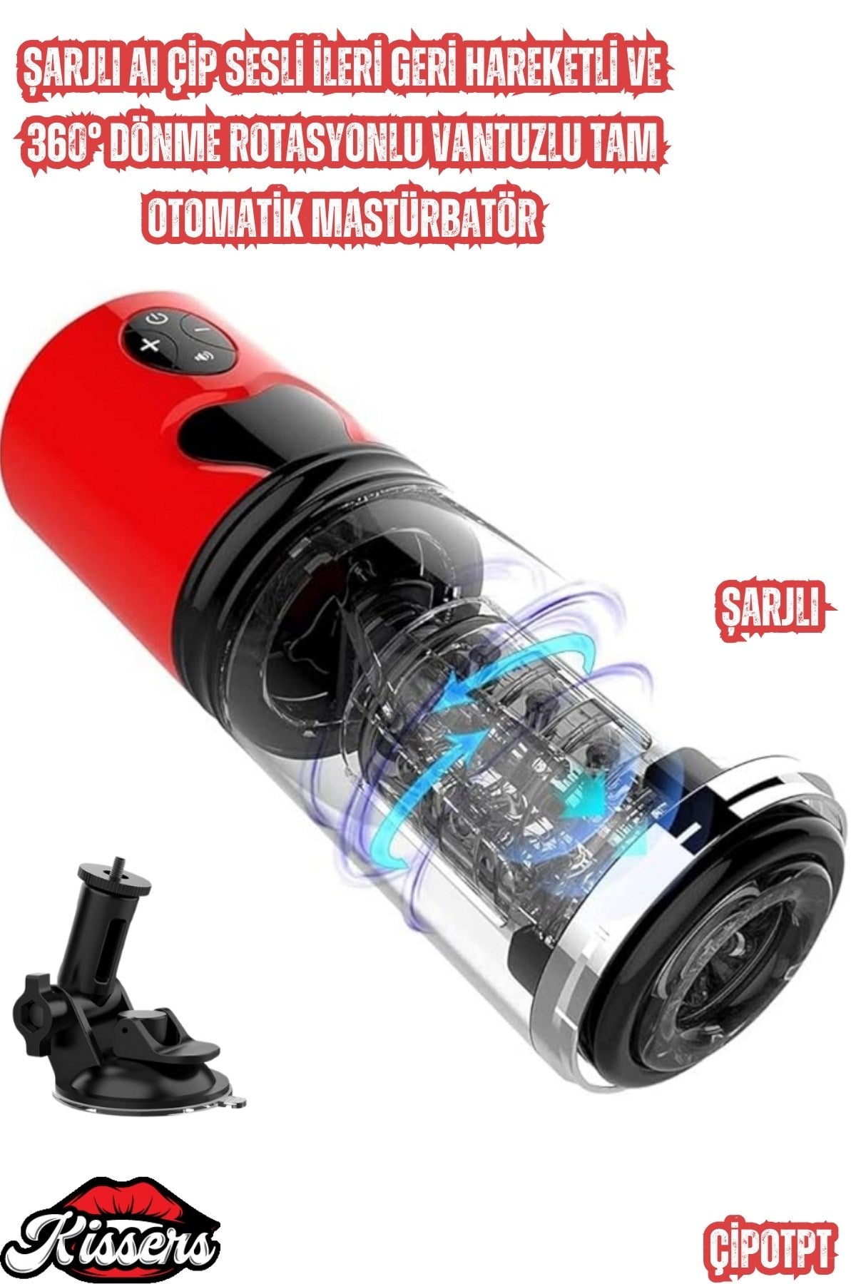 Şarjlı AI Çip Sesli İleri Geri Hareketli ve 360° Dönme Rotasyonlu Vantuzlu Tam Otomatik Mastürbatör