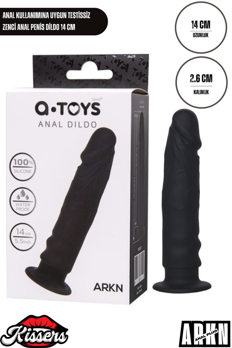 Anal Kullanımına Uygun Testissiz Silikon Zenci Anal Penis Dildo 14 Cm