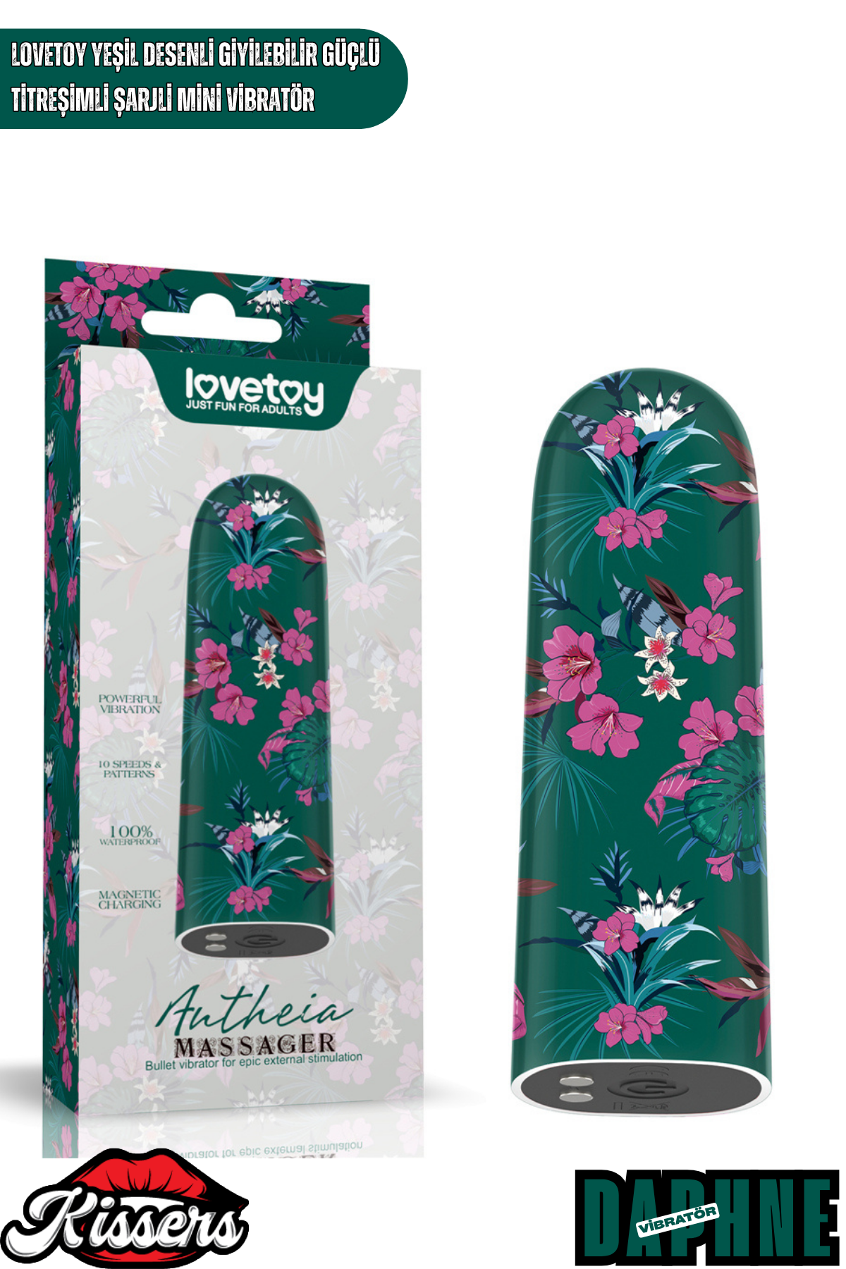 Lovetoy Yeşil Desenli Şarjlı Mini Vibratör Giyilebilir Güçlü Titreşimli Su Geçirmez Masaj Cihazı