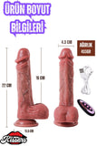 Uzaktan Kumandalı Isıtmalı İleri Geri Hareketli Rotasyonlu Realistik Ten Rengi Penis Dildo 22 Cm