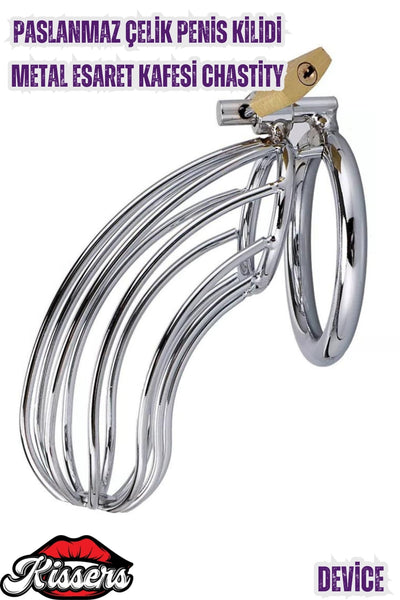 Bsdm Paslanmaz Çelik Penis Kilidi Metal Esaret Kafesi Chastity Device Cock Cage Erkek Bekaret Cihazı