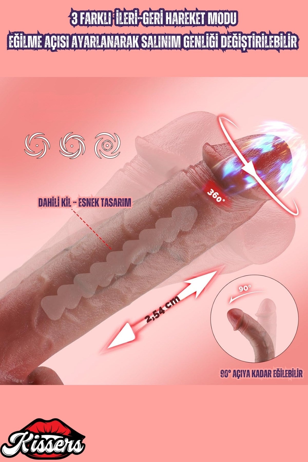 Isıtmalı İleri Geri Hareketli Titreşimli Ultra Realistik Mega Kalın Melez Dildo Penis Vibratör 29 Cm