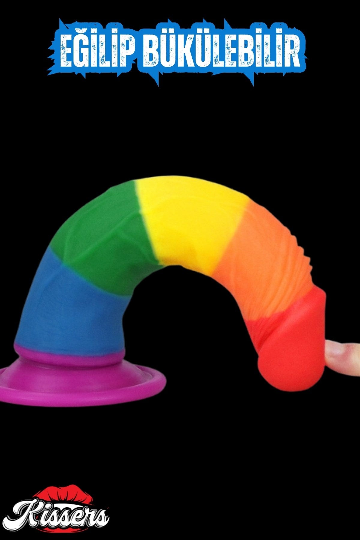 Cinsel Oyuncak Jel Dokusunda Ultra Realistik Gökkuşağı Renkli Yapay Penis Dildo 20.5 cm