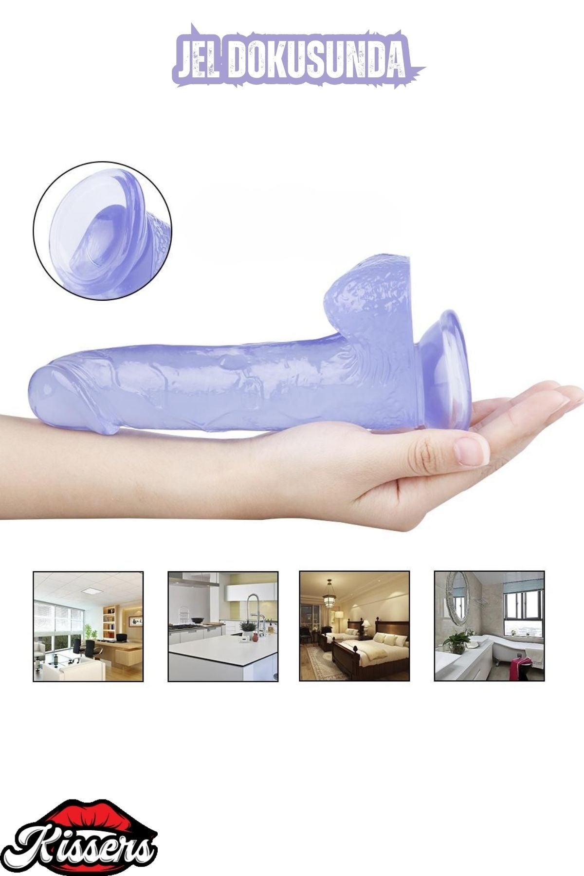 Ultra Realistik Damarlı Bükülebilir Vantuzlanabilir Jel Dokusunda Mor Dildo Penis 20 Cm