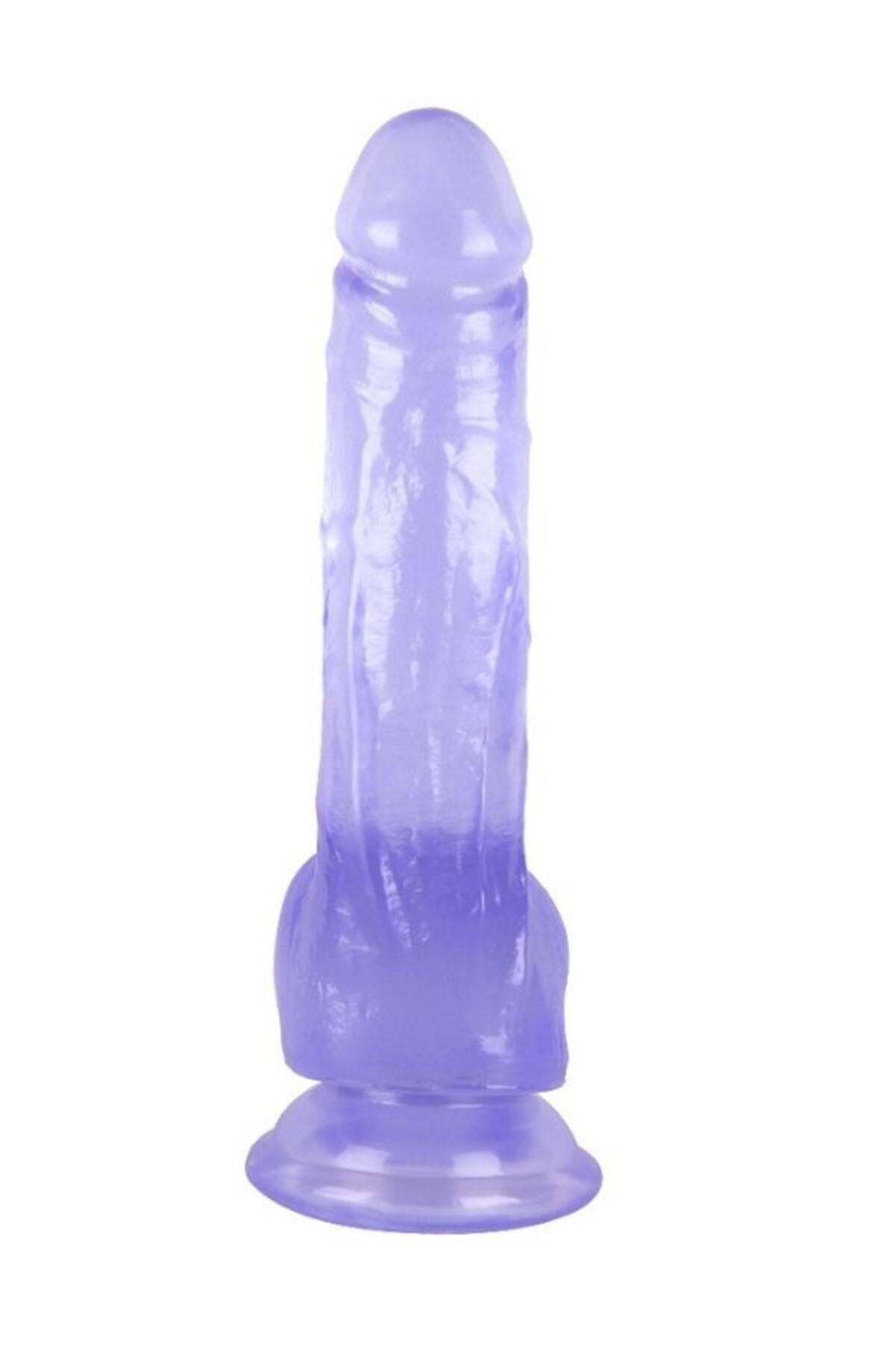 Ultra Realistik Eğilip Bükülebilir G Noktası Ve Klitoris Uyarıcı Mega Boy Jel Mor Penis Dildo 19 Cm