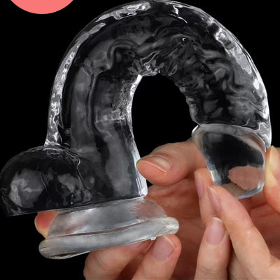 Cinsel Oyuncak Şeffaf Jel Dokusunda Ultra Realistik Penis Dildo 19 Cm