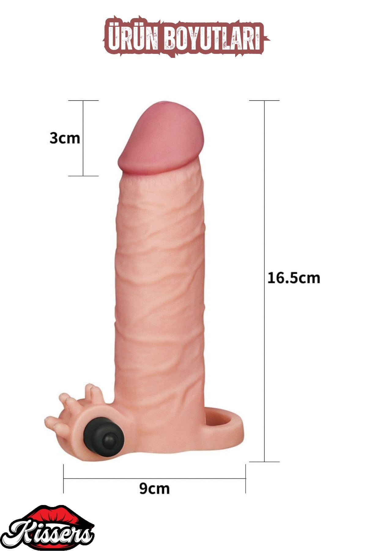 3 CM Dolgulu 17 CM Uzunluk Realistik Titreşimli Testisli Penis Kılıfı