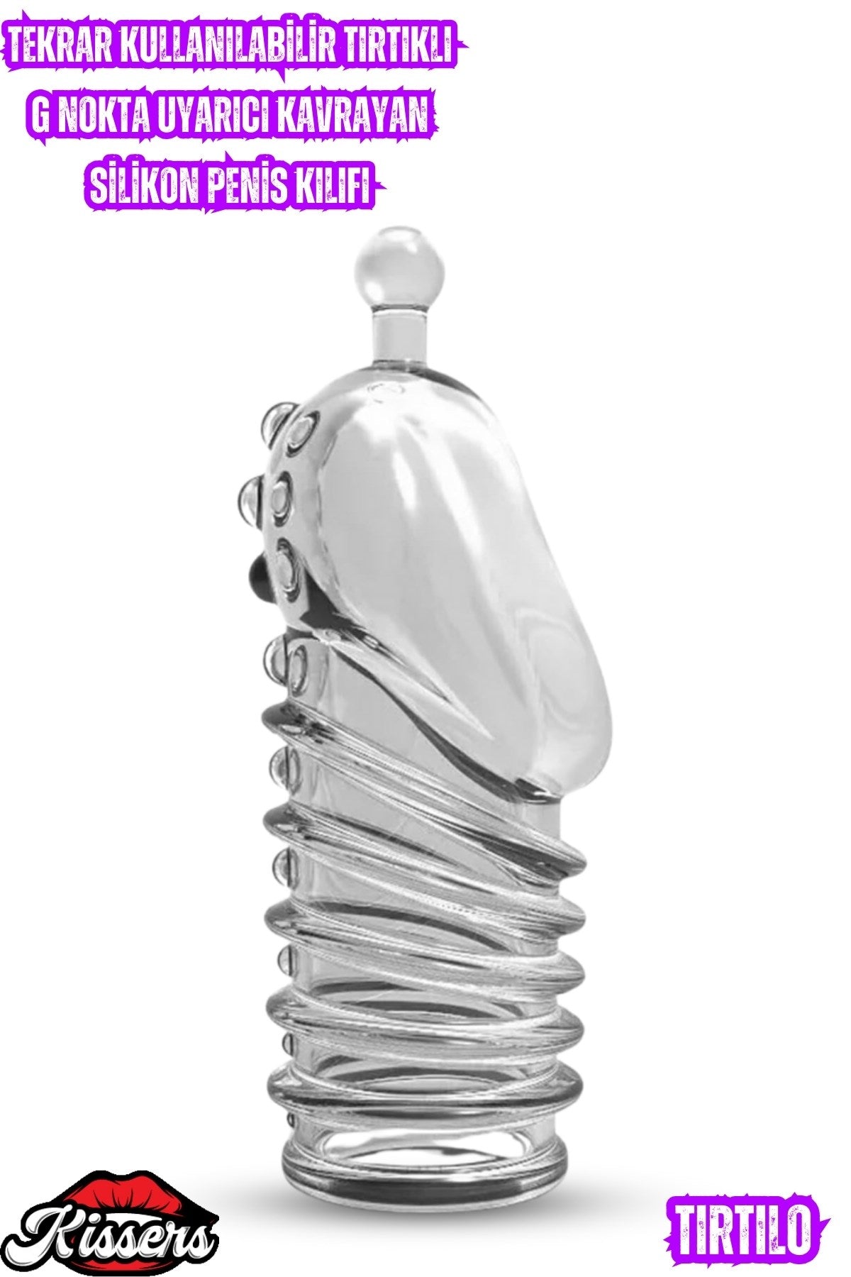 Cinsel Oyuncak Tekrar Kullanılabilir Tırtıklı G Nokta Uyarıcı Kavrayan Silikon Penis Kılıfı