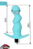 Bland Titreşimli Silikon Anal Plug 12 cm Mint Mavi Tutamaçlı Boğumlu