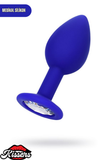 Brilliant Gümüş Kalpli Taşlı Silikon Anal Plug 7 cm Lacivert Mavi Medikal Silikon