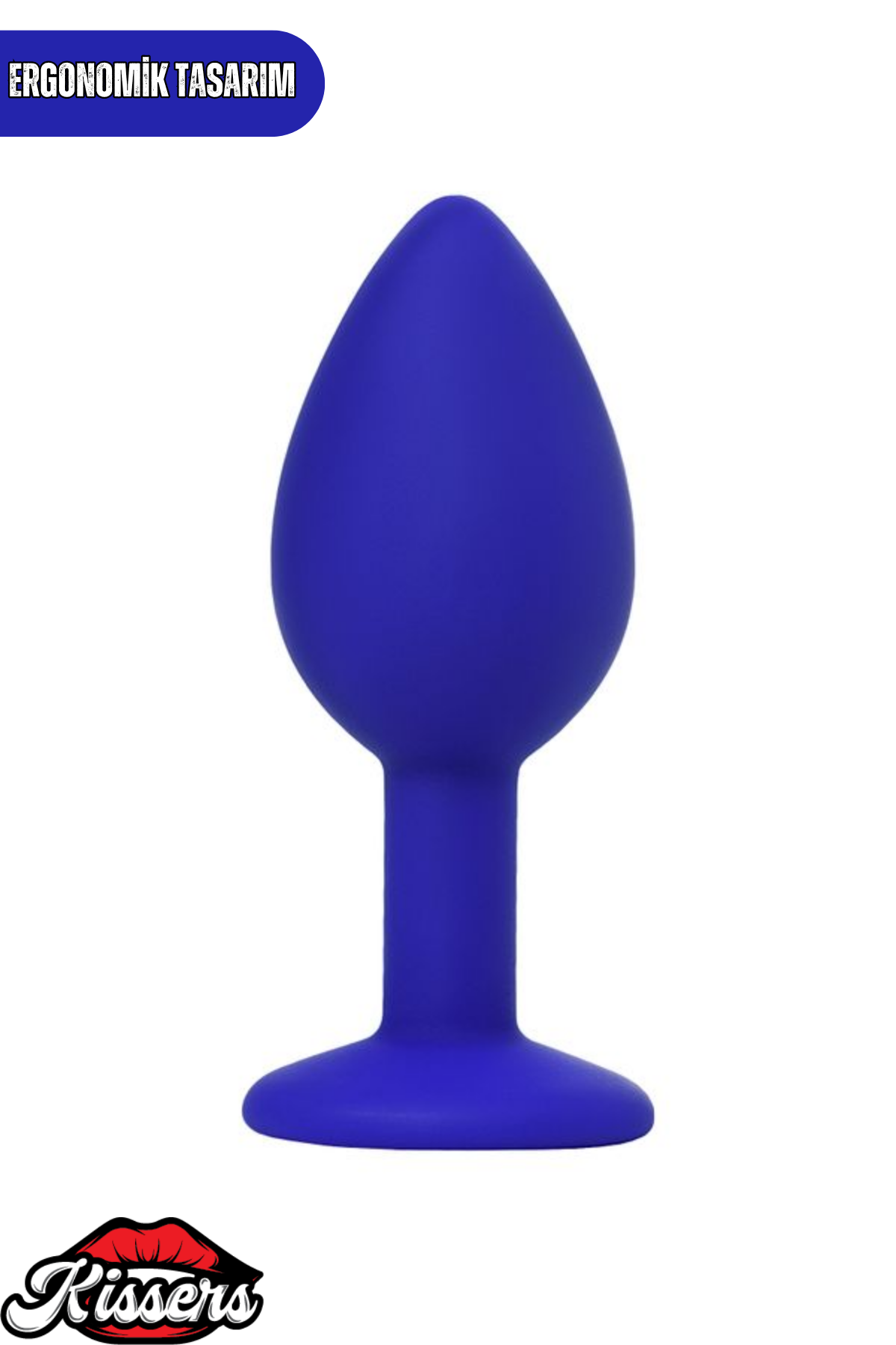 Brilliant Gümüş Kalpli Taşlı Silikon Anal Plug 7 cm Lacivert Mavi Medikal Silikon