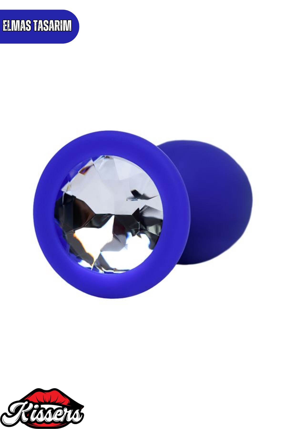 Brilliant Gümüş Kalpli Taşlı Silikon Anal Plug 7 cm Lacivert Mavi Medikal Silikon