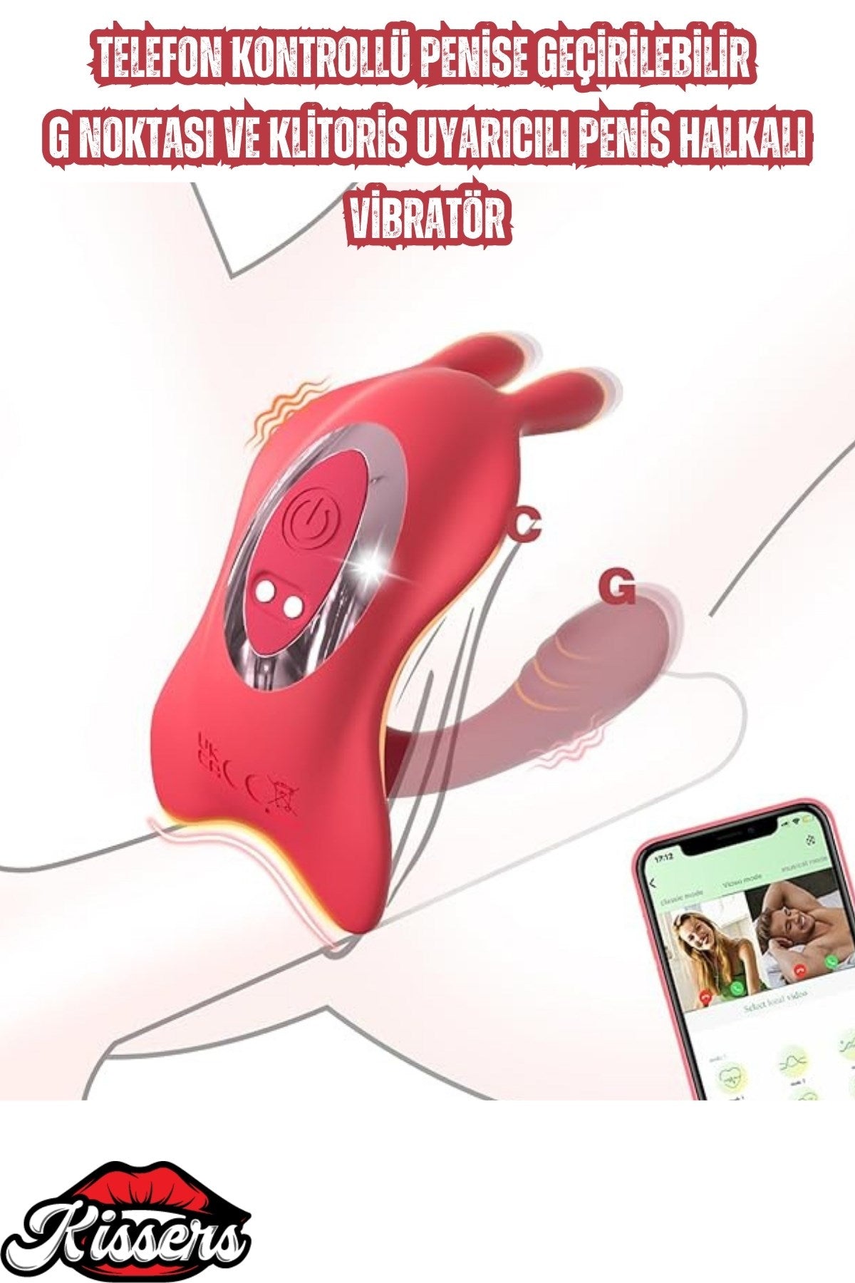 Telefon Kontrollü Şarjlı Taşınabilir G Noktası Ve Vajina Uyarıcı Penis Halkası Tavşan Vibratör