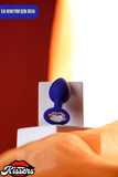 Brilliant Gümüş Kalpli Taşlı Silikon Anal Plug 7 cm Lacivert Mavi Medikal Silikon