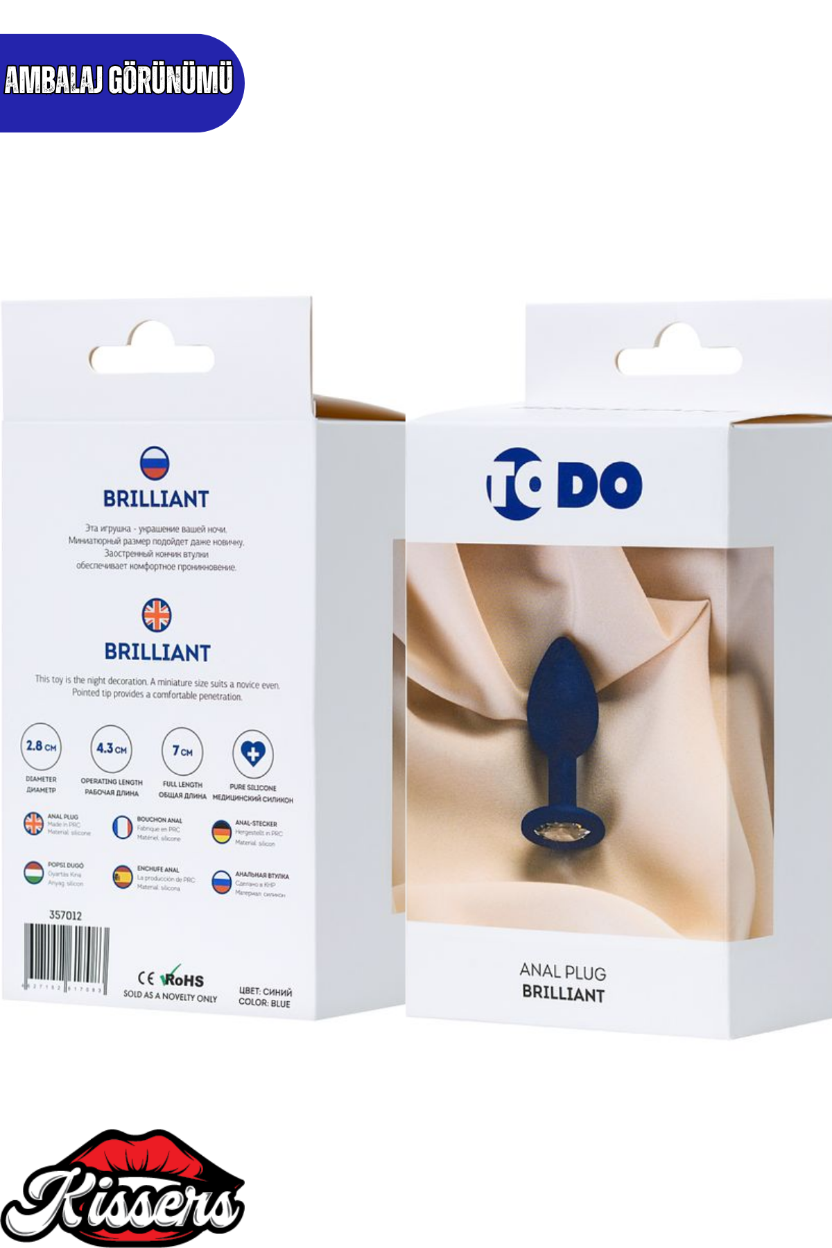 Brilliant Gümüş Kalpli Taşlı Silikon Anal Plug 7 cm Lacivert Mavi Medikal Silikon