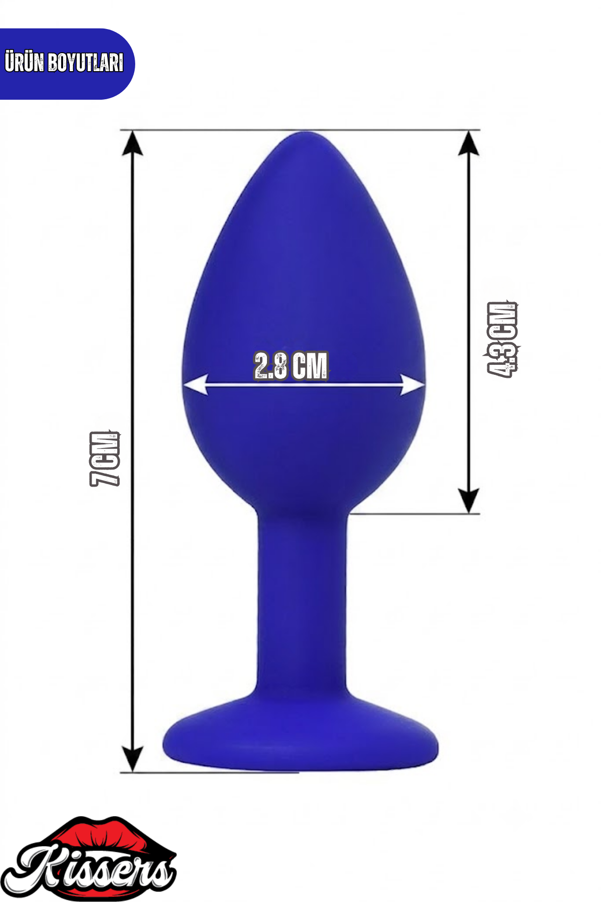 Brilliant Gümüş Kalpli Taşlı Silikon Anal Plug 7 cm Lacivert Mavi Medikal Silikon