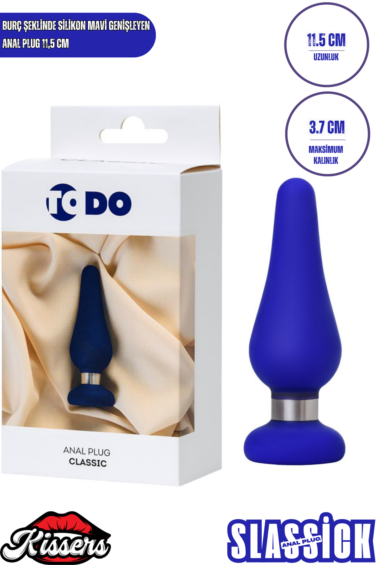 Classic Genişleyen Silikon Anal Plug 11,5 cm Mavi Burç Şeklinde Orta Boy