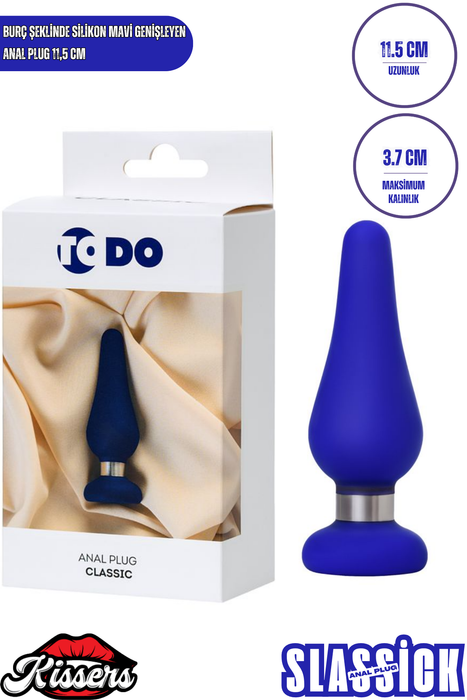 Classic Genişleyen Silikon Anal Plug 11,5 cm Mavi Burç Şeklinde Orta Boy