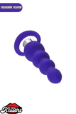 Titreşimli Silikon Anal Plug 14 cm Mor 10 Modlu Boğumlu Medikal Silikon