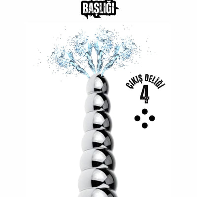 Paslanmaz Çelik 7 Anal Beads Butt Plug 4 Delikli Anal Temizlik Metal Lavman Duş Başlığı