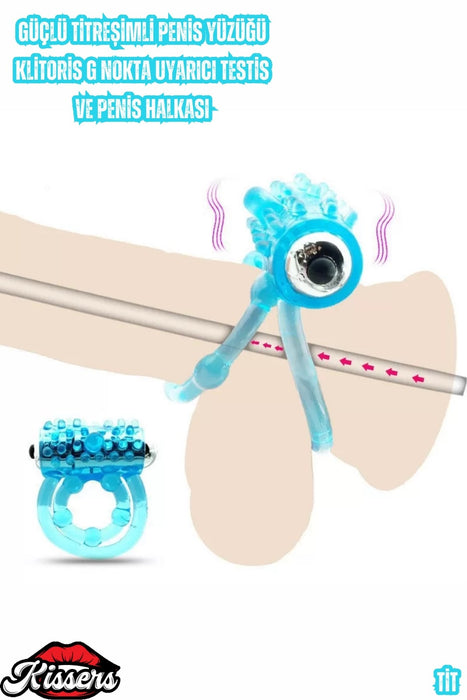 Güçlü Titreşimli Penis Yüzüğü Klitoris G Nokta Uyarıcı Testis ve Penis Halkası