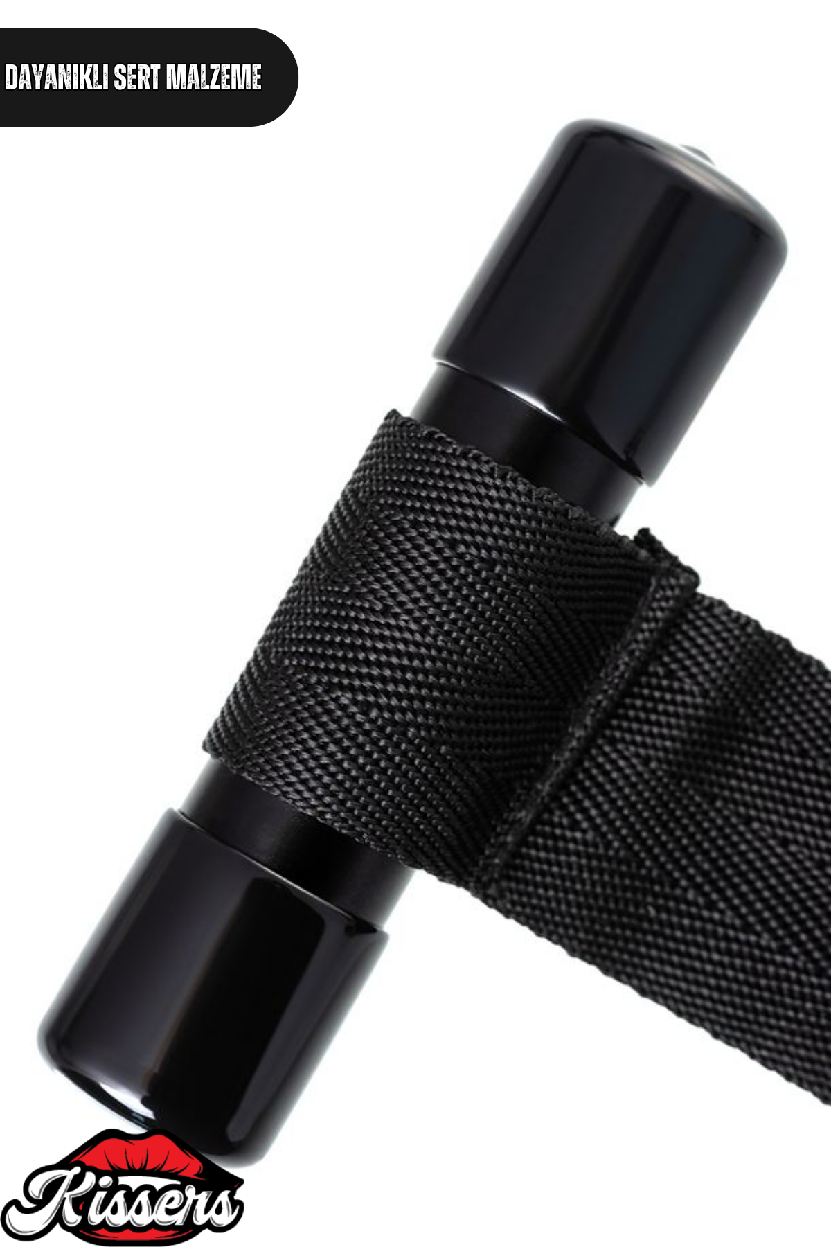 BDSM Esaret Kelepçesi Ayarlanabilir Siyah Askılı Gümüş Polyester Kapı Aparatlı Bilek Bağı