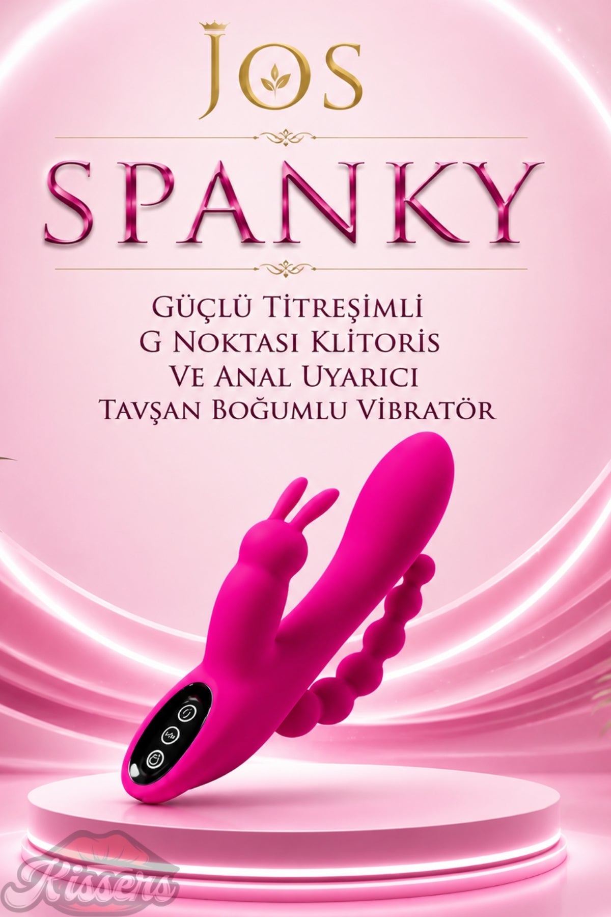 Jos Spanky Güçlü G Noktası ve Klitoris ve Anal Uyarıcılı Tavşan Boğumlu Vibratör