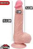 Kablolu Kumandalı Vantuzlu Güçlü Titreşimli Gerçekçi Yapay Penis Realistik Dokuda Dildo 20.5 cm