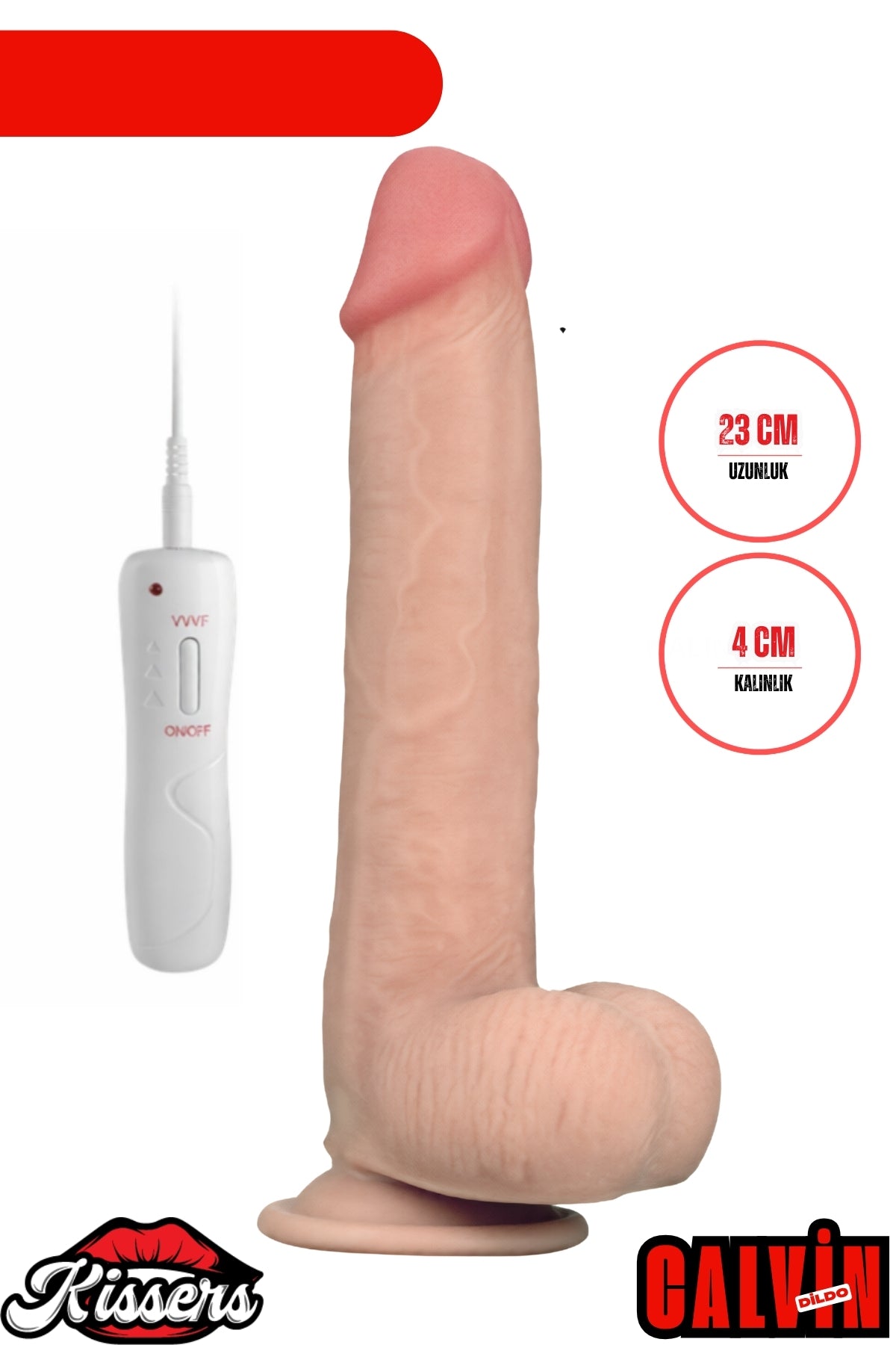 Kablolu Kumandalı Vantuzlu Güçlü Titreşimli Gerçekçi Yapay Penis Realistik Dokuda Dildo 23 cm