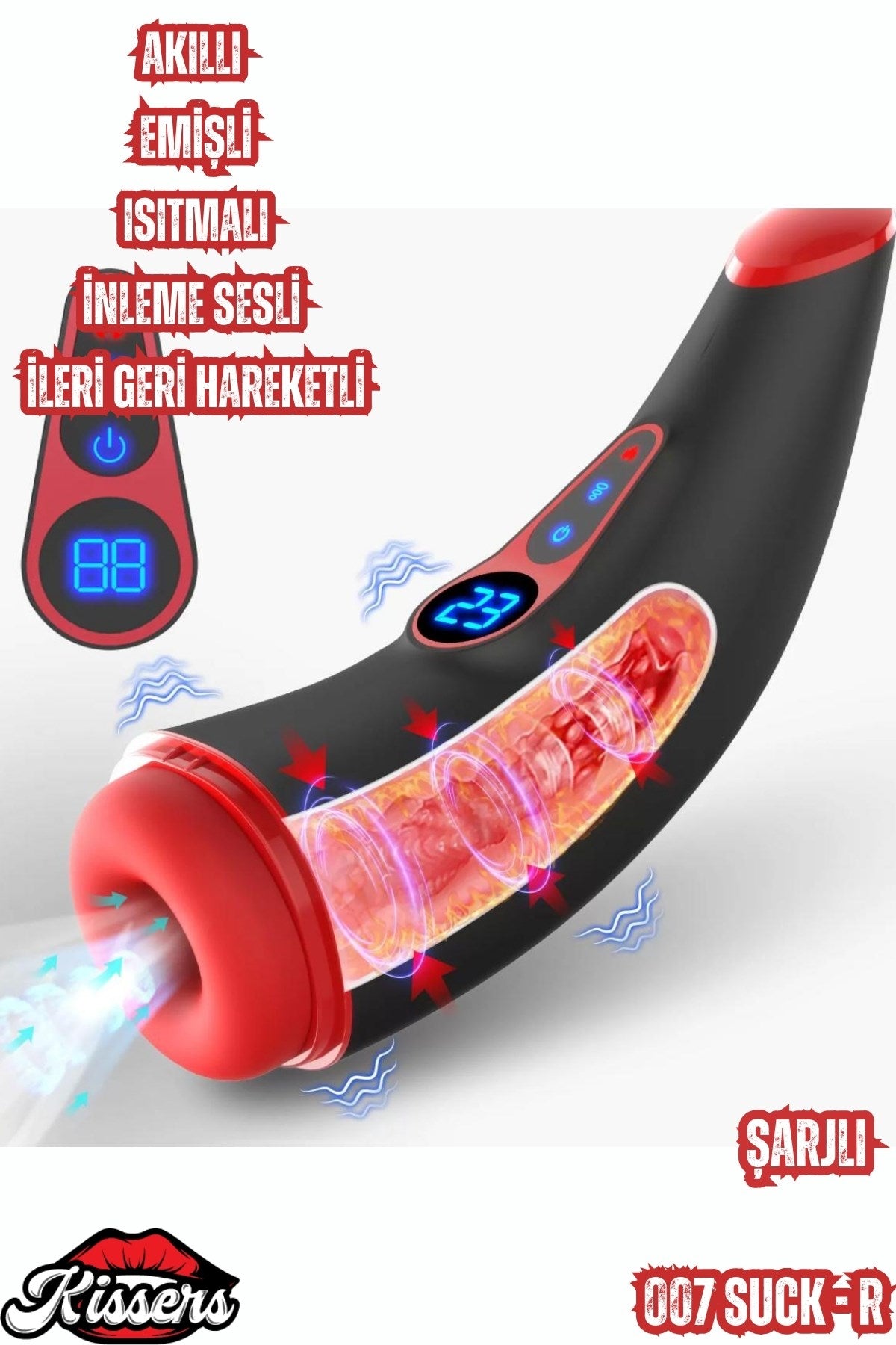 Akıllı Isıtmalı İnleme Sesli Emiş ve Titreşim Özellikli Suni Vajina Lcd Ekran Otomatik Mastürbatör