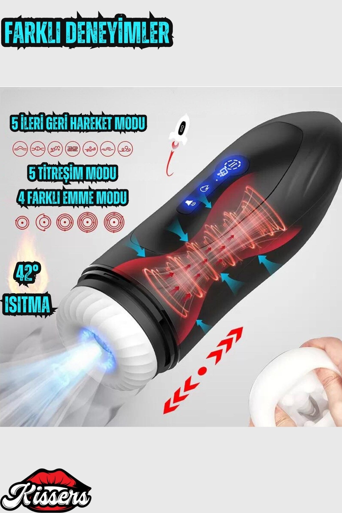 Isıtmalı İnleme Sesli İleri Geri Hareketli Emiş Titreşim Özellikli Suni Vajina Otomatik Mastürbatör