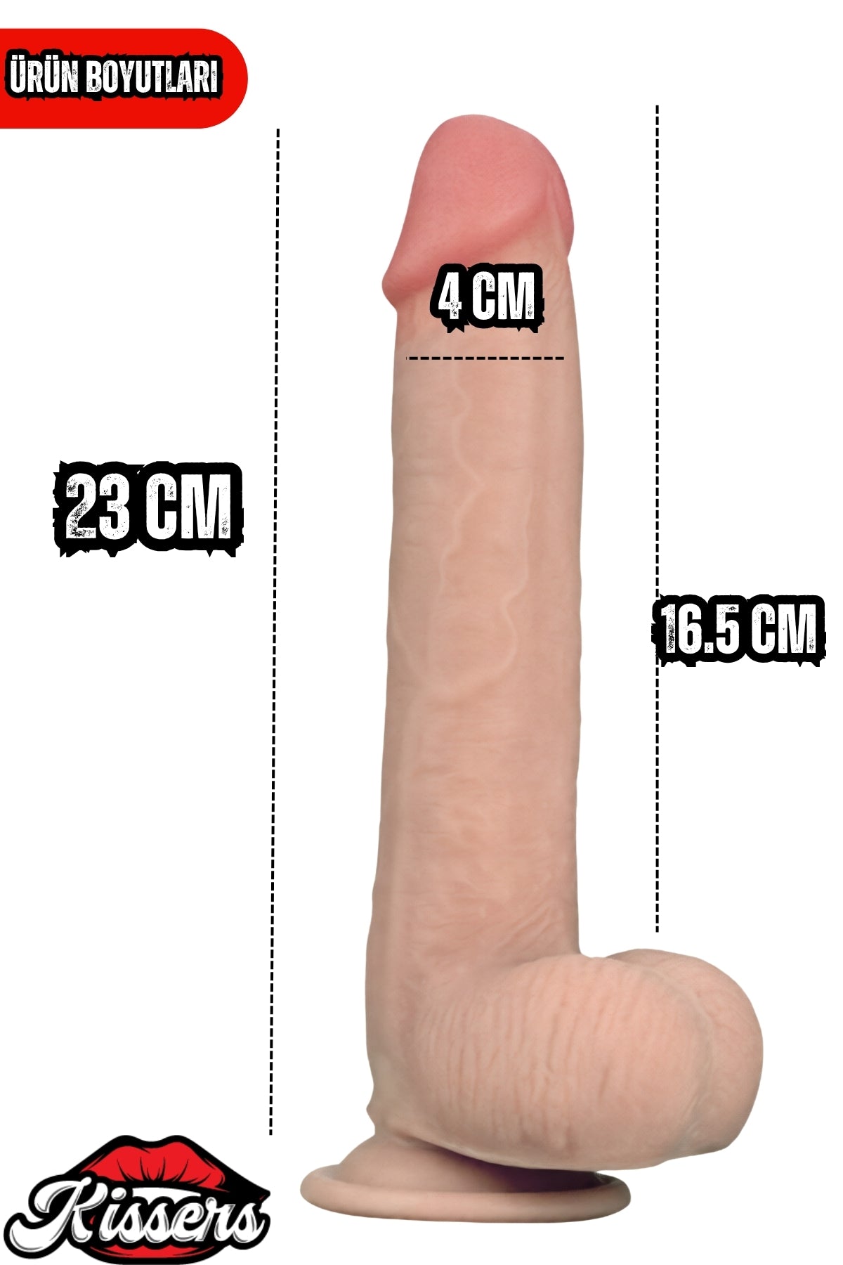 Kablolu Kumandalı Vantuzlu Güçlü Titreşimli Gerçekçi Yapay Penis Realistik Dokuda Dildo 23 cm