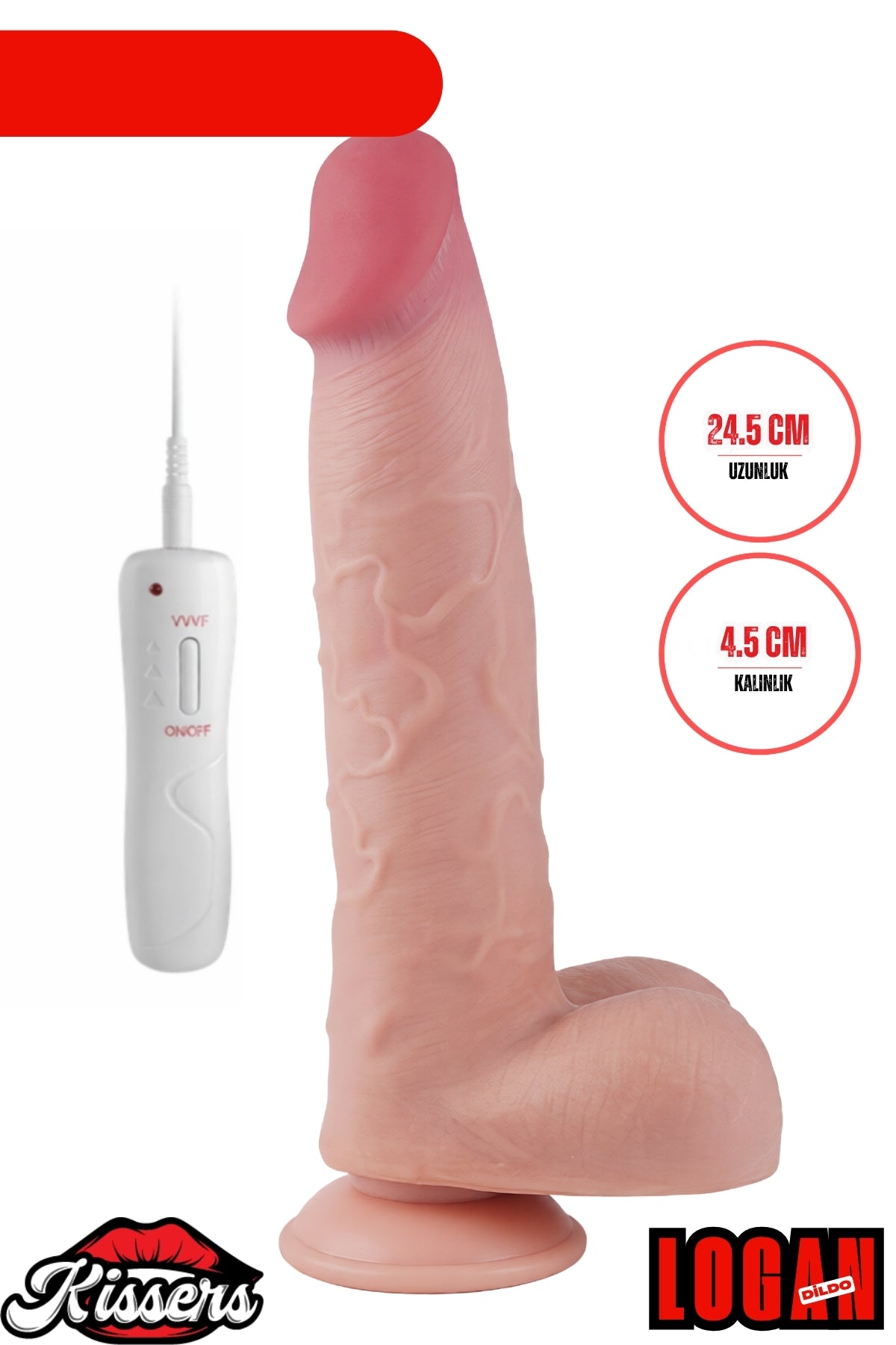 Kablolu Kumandalı Vantuzlu Güçlü Titreşimli Gerçekçi Yapay Penis Realistik Dokuda Dildo 24.5 cm