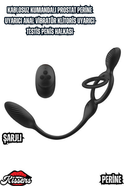 Şarjlı Kablosuz Kumandalı Perine Uyarıcı Anal Vibratör Klitoris Uyarıcı Testis Penis Halkası