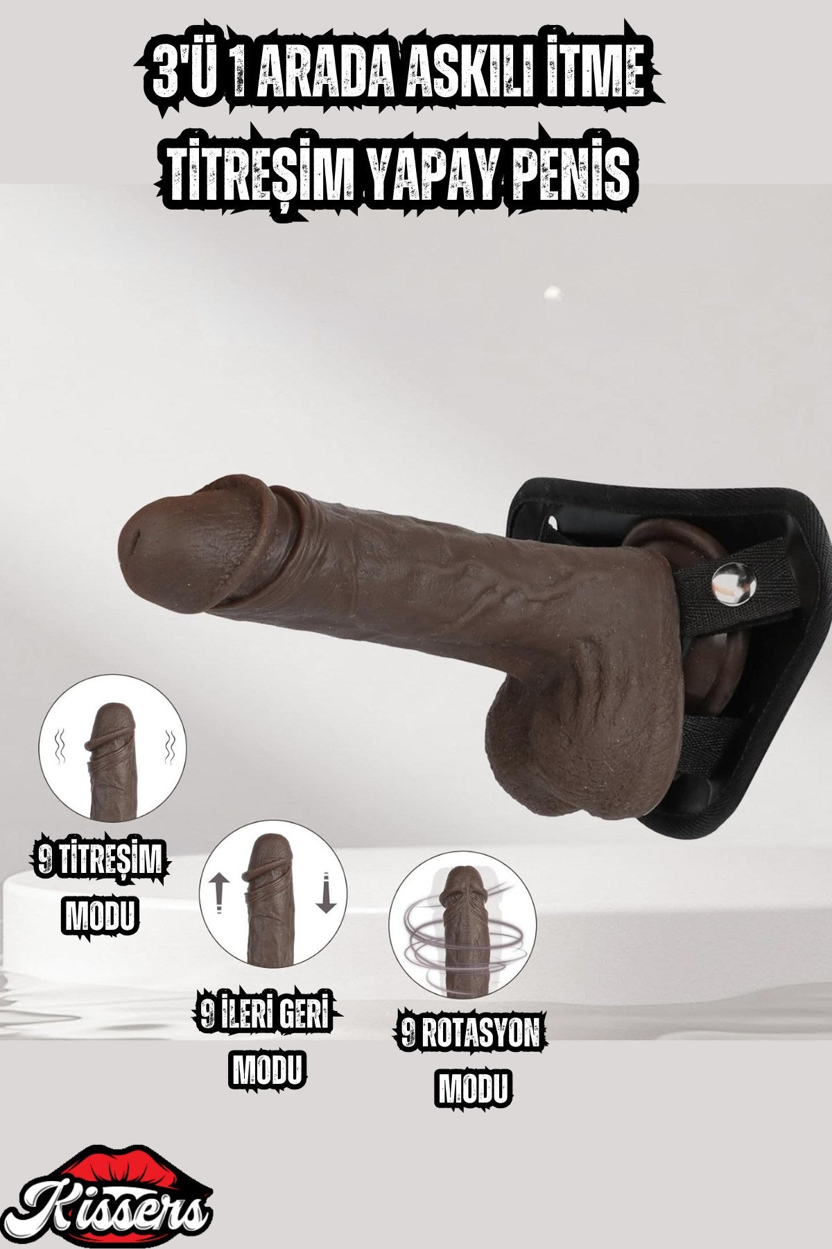 Belden Bağlamalı Rotasyonlu İleri Geri Hareketli Yapay Penis Dildo 22 CM