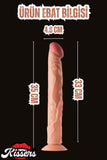 Oyuncak Gerçekçi Et Dokusunda Realistik Testissiz İnce Büyük Boy Penis Dildo 35 Cm