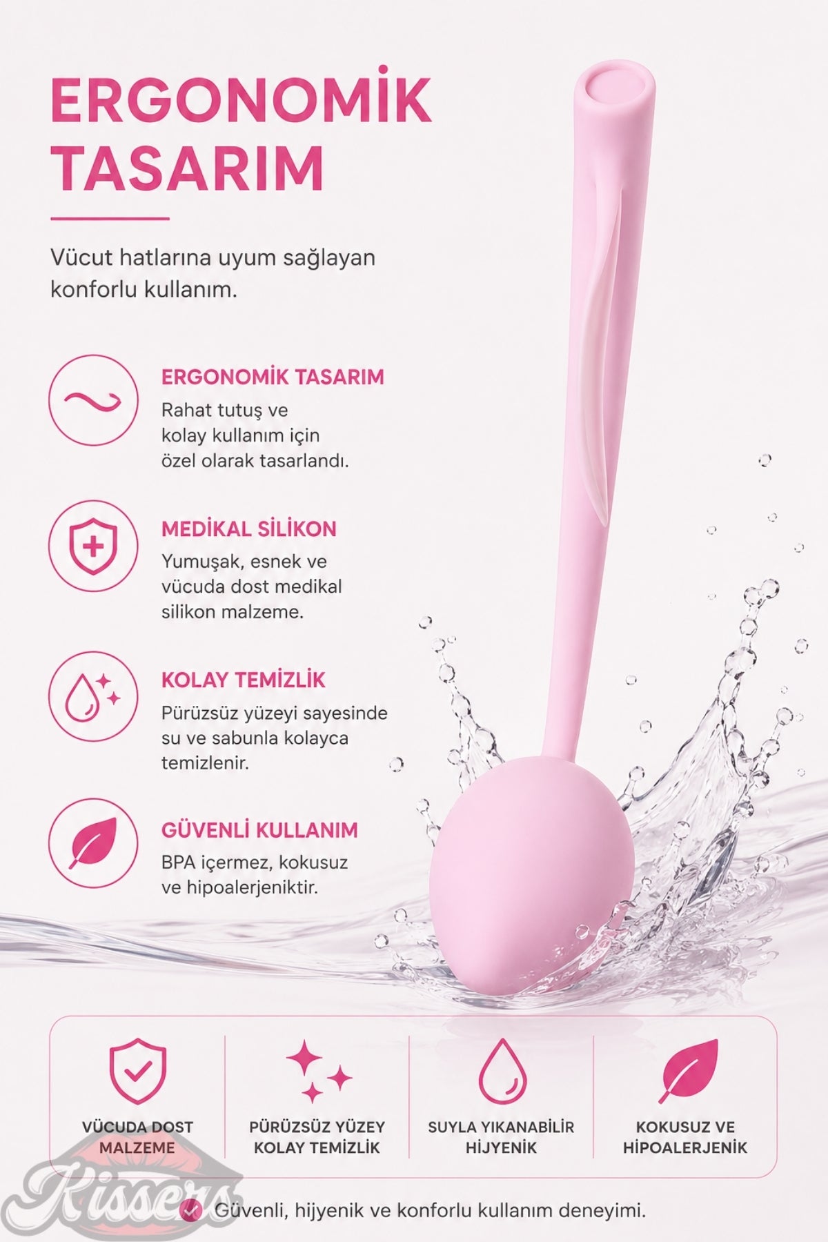 Jos Berry Vişne Vajinal Top, Silikon, Pembe