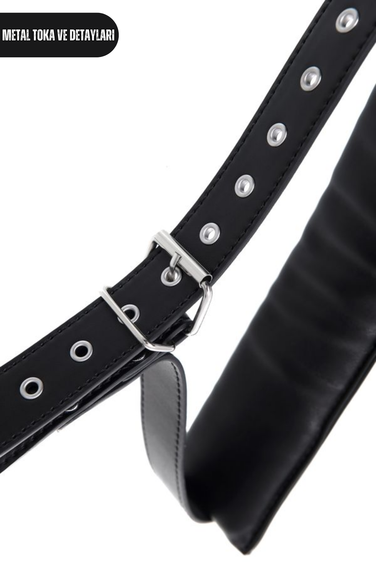 BDSM Deri Görünümlü Ayarlanabilir Siyah Baş ve Bacak Sabitleme Kemeri Fetiş Aksesuar
